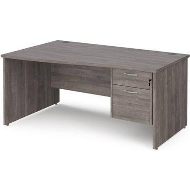 Dams Maestro 25 Left Hand Wave Desk 1600mm Wide with 2 Drawer Pedestal - Grey Oa