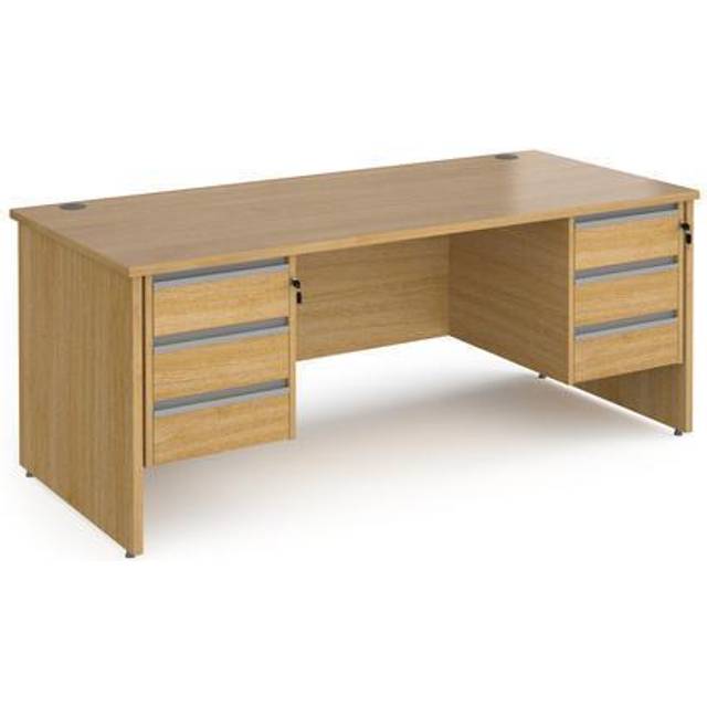 Office Desk | Rectangular Desk 1800mm With Double Pedestal | Oak Top And Panel End Leg | 800mm Depth | Contract 25 CP18S33-S-O