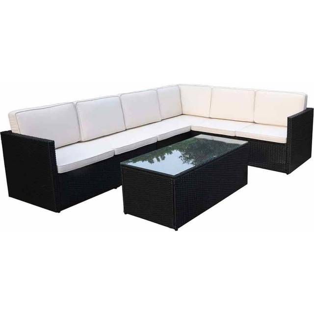 Berlin Black Corner Lounging Set - 3 Seater & 2 Seater Sofa, Table, 1pc Armless Chair
