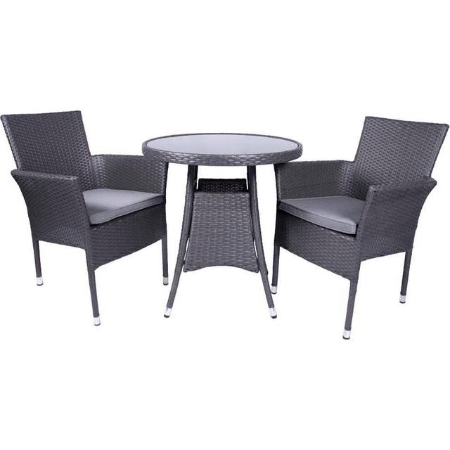 Royalcraft Malaga 2 Seater Stacking 70cm Bistro Set - Black, Grey