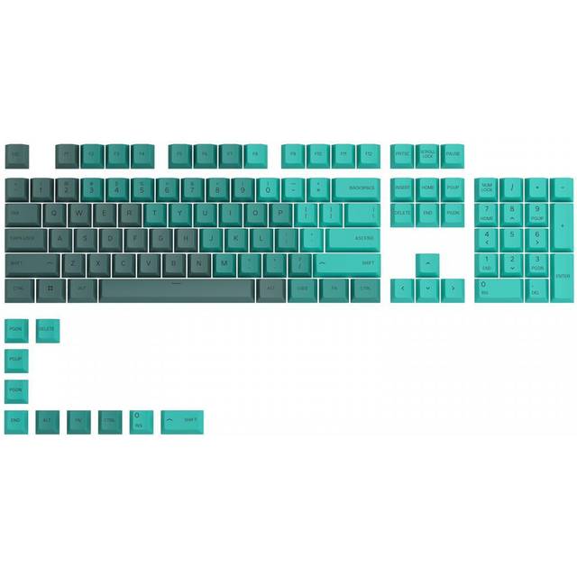Glorious Gaming 115x GBPT-tangenter – Cherry-profil, supertålig PBT-plast, snygg estetik, överlägset ljud, eget typsnitt, amerikansk layout – Rain Forest