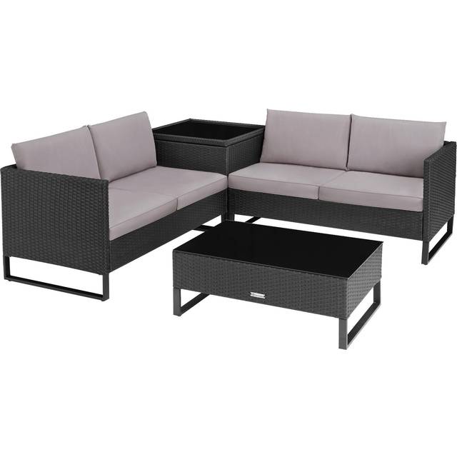 Tectake - Garden Furniture Set Ostuni - for 4 people, large storage box, table, thick cushions - garden furniture set.garden table and chairs, bistro