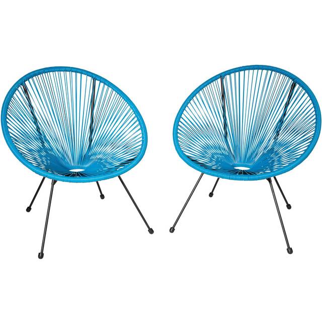 Tectake Garden Chairs In Retro Design Set Of 2 Blue, Blue