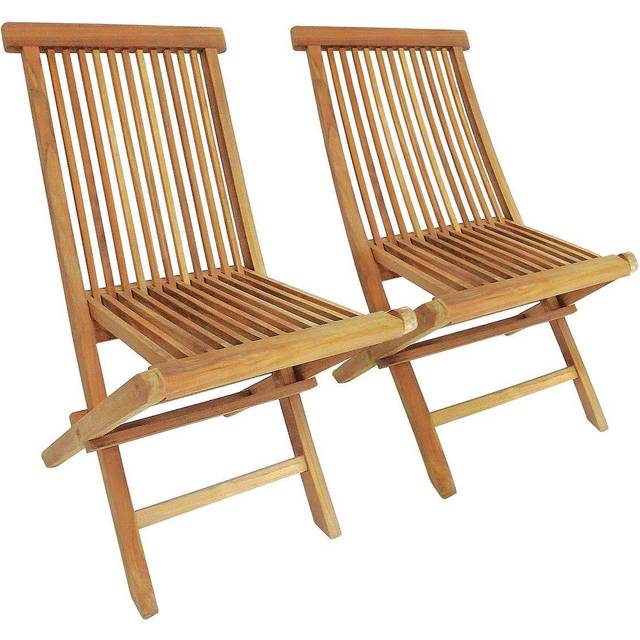 Charles Bentley Teak Folding Chairs - Set of 2, Brown