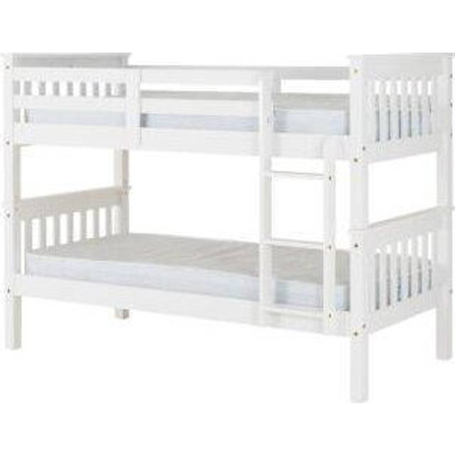 Neptune Single 3ft Bunk MDF Bed Frame White With Pine Slats