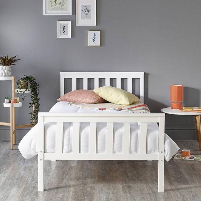 Aspire Atlantic Wood Bed Frame in White - White Painted Finish / Single
