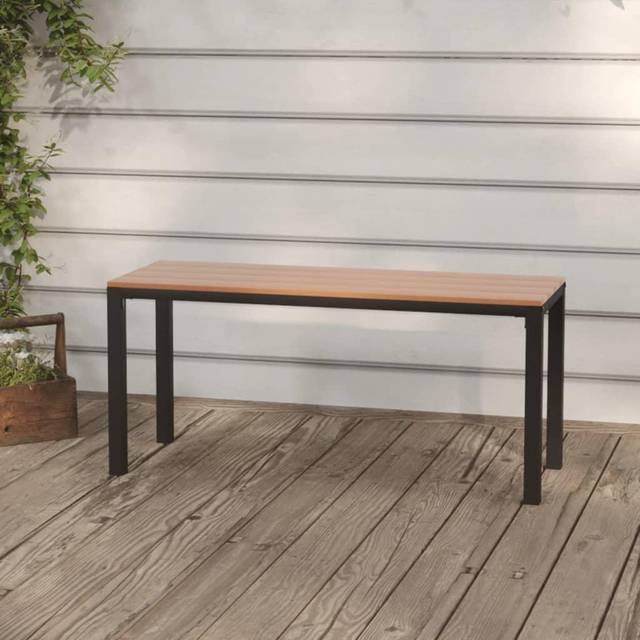 vidaXL Garden Bench 110 cm Steel and WPC Brown and Black, Brown