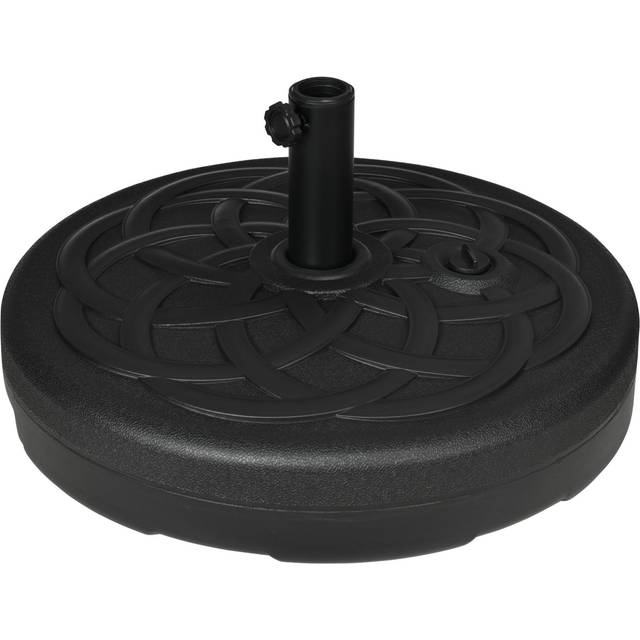Outsunny Garden Parasol Base Holder, Outdoor Market Umbrella Stand Weight With Built-in Handle, 25kg Water Or 35kg Sand Filled, Black