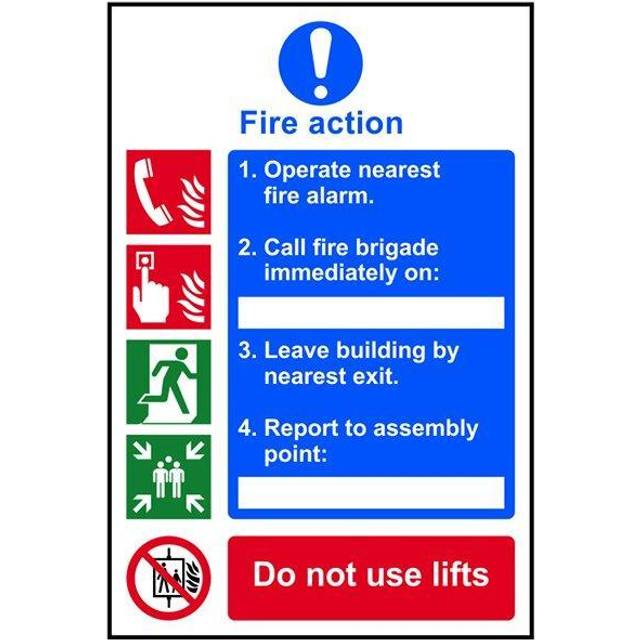 Scan Fire Action Procedure Sign 200mm 300mm Standard