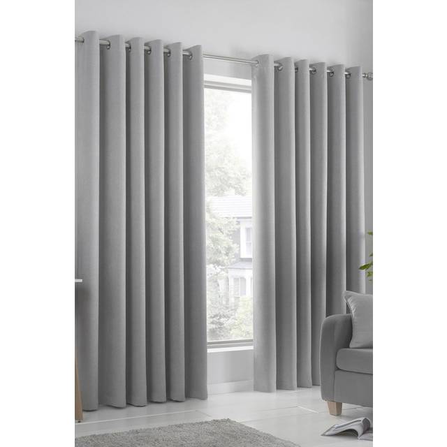 "Strata Eyelet Curtains Silver 66"" x 90"""