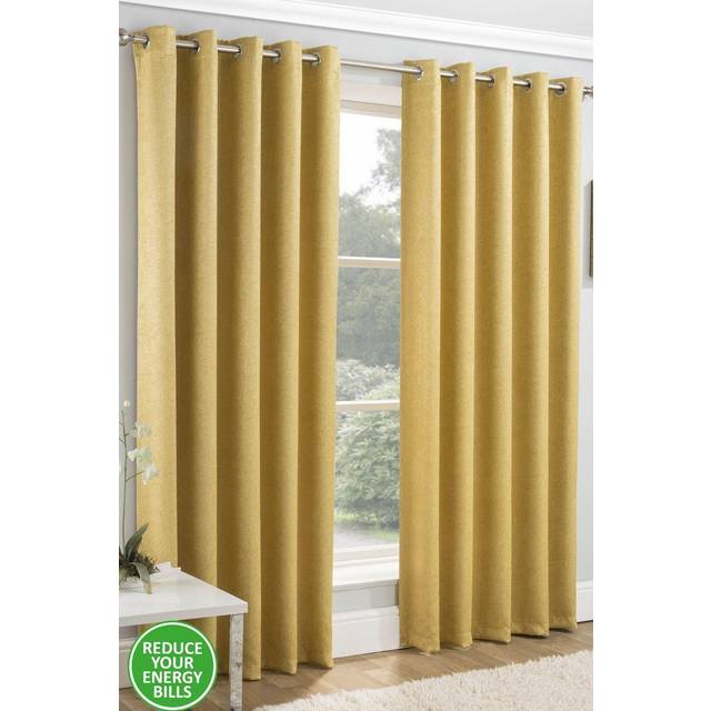 Förbättrad Living Vogue ockra 229 x 229 cm (90 x 90 tum) öljetter termiskt brusreducerande mörkläggningsgardiner för sovrum och vardagsrum