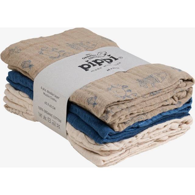 Pippi Muslinfiltar 6-Pack, China Blue