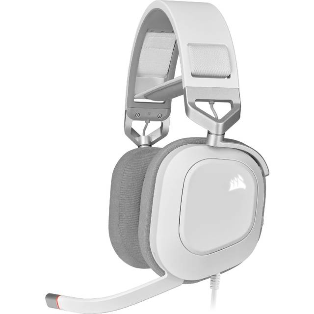 Corsair HS80 RGB USB Premium Gaming Headset med Dolby Audio 7.1 Surround Sound (sändningsklass rundstrålande mikrofon, minnesskum öronkuddar, hifi ljud, hållbar konstruktion) vit
