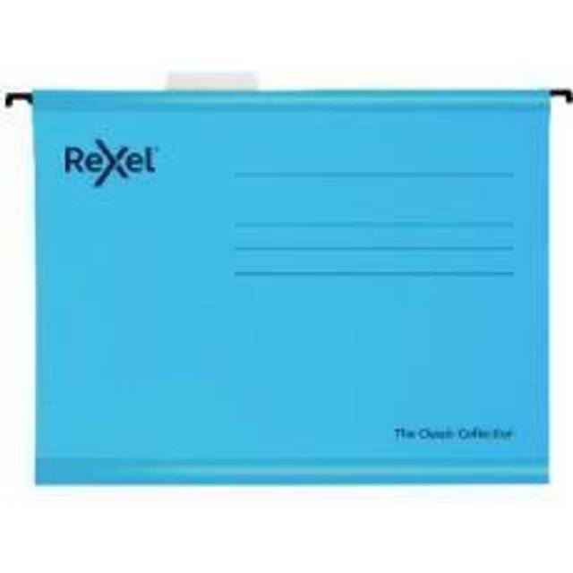 Rexel Classic A4 Reinforced Suspension Files for Filing Cabinets, 15MM V Base, 1 - Blue