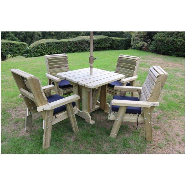 Churnet Valley Garden Furniture Churnet Valley Ergo 4 Seat Table Set, Brown