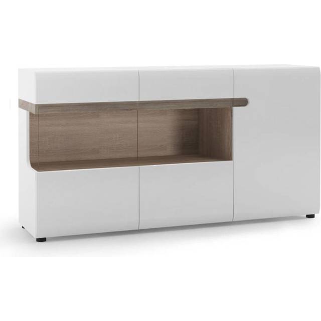 Chelsea White Gloss Large Glazed Sideboard - 3 Doors