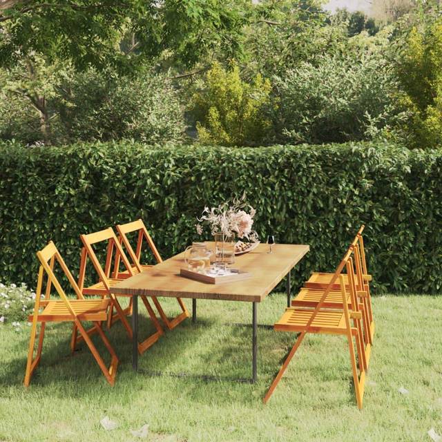 vidaXL Folding Garden Chairs 6 pcs Solid Wood Acacia - Brown