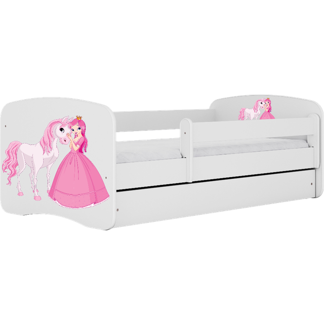 Kocot Kids Barnsäng - Babydreams Vit - Princess And Horse Med Låda Och Madrass 160x80 Cm