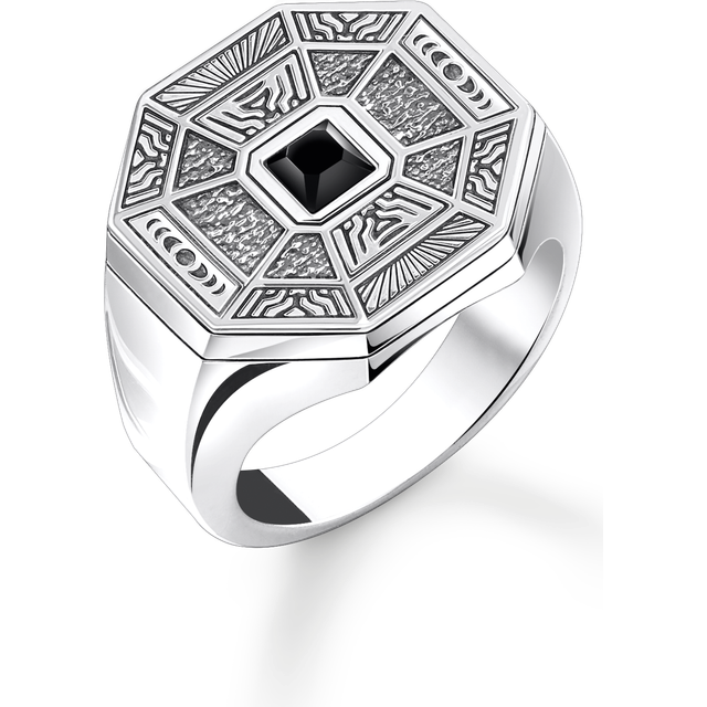 Thomas Sabo Ring lucky charm with black onyx silver black TR2431-507-11-64 - black/silver-coloured