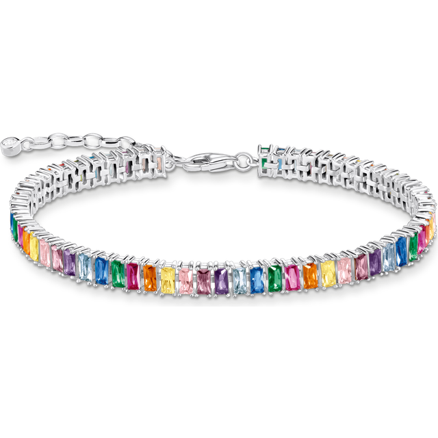 Thomas Sabo Tennis bracelet with colourful stones silver multicoloured A2030-073-7-L19V - blue/green/light blue/orange/pink/red/silver-coloured/gold - 19 cm