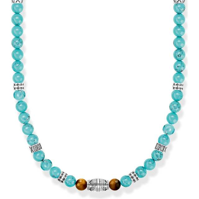 Thomas Sabo Necklace with turquoise beads and tiger's eye beads silver turquoise KE2180-364-17-L50 - brown/silver-coloured/turquoise - 50 cm