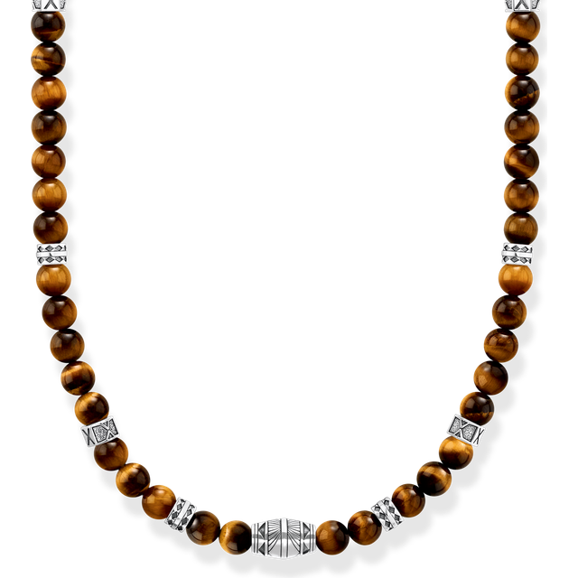 Thomas Sabo Necklace with tiger's eye beads silver brown KE2180-826-2-L50 - brown/silver-coloured - 50 cm