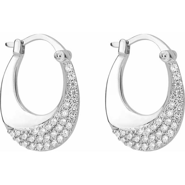 Knife Edge Zirconia Wave Hoop Earrings E6224C