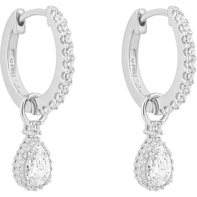 Teardrop Zirconia Assembled Pave Detail Hoop Earrings E6197