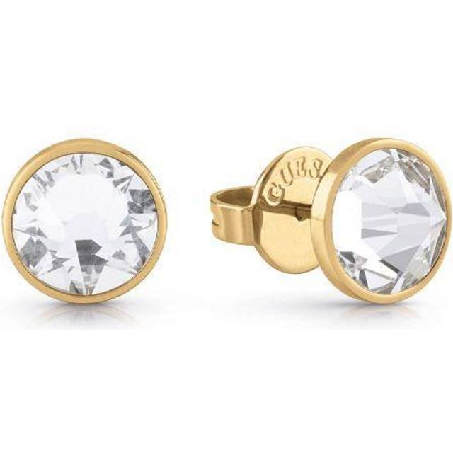 Mens Gold Plated 8mm White Crystal Stud Earrings UME01343YG