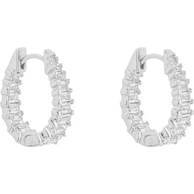 Statement Baguette Zirconia Hoop Earrings E6191