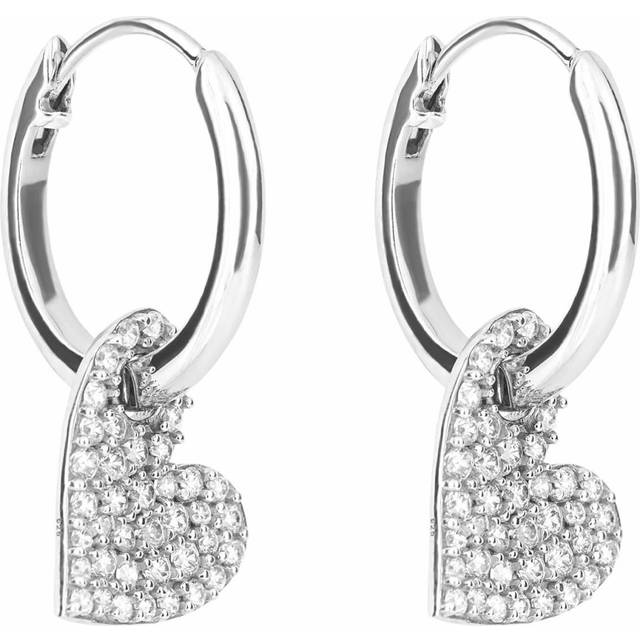 Organic Heart Assembled Pave Zirconia Hoop Earring E6233