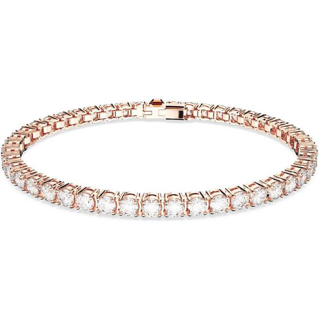 Swarovski Matrix Tennis Bracelet, White Round-Cut Crystals in a Rose-Gold Tone Plated Setting, from the Matrix Collection, Size M