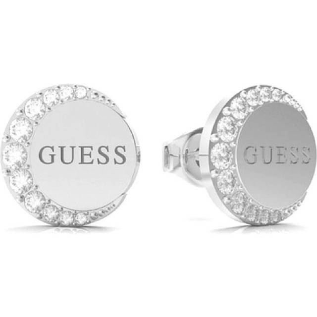 Rhodium Plated Coin Crystal Earrings UBE01195RH