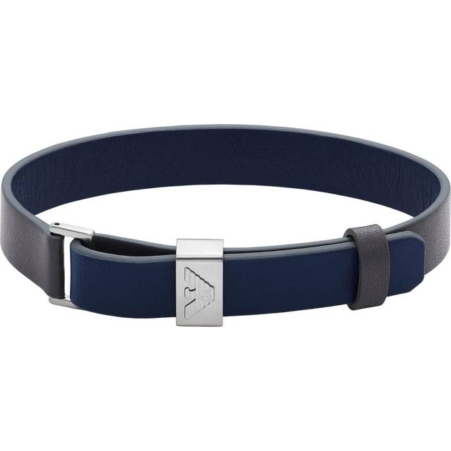 Emporio Armani Men's Blue Leather 7" Bracelet