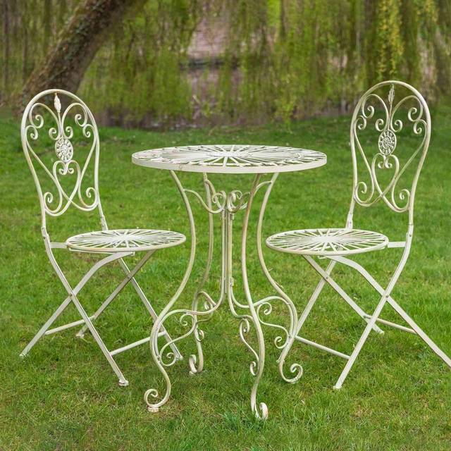 Ascalon Design Blaisdon Wrought Iron Bistro Set, Cream