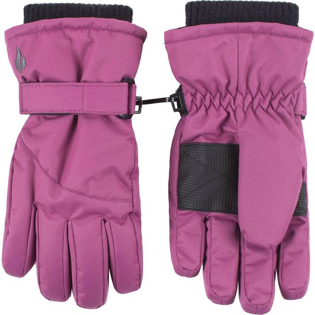 Heat Holders Girls Childrens Snowflake Winter Thermal Lined Cuffs Performance Gloves - Pink Nylon - Size 6-7Y
