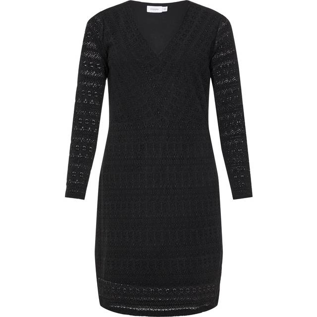 VILA EVOKED BY VILA Dam VICHIKKA V-ringad L/S klänning/CUR-NOOS klänning av spets, svart, 44