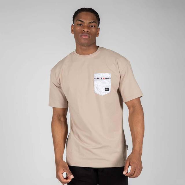 Gorilla Wear Dover Oversized T-shirt – svart – hög kvalitet tillverkad av robust och stretchigt tyg för bodybuilding och fitness, överdimensionerad passform, bröstficka