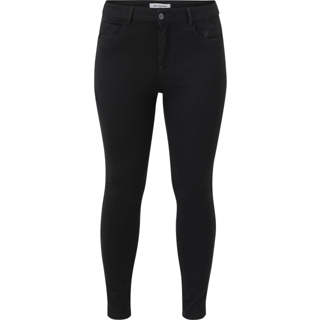 ONLY CARMAKOMA Women Skinny Jeans Plus Big Size | Curvy High Waist Denim | Stretch Pants Trousers, Color:Black, Size:44W / 34L