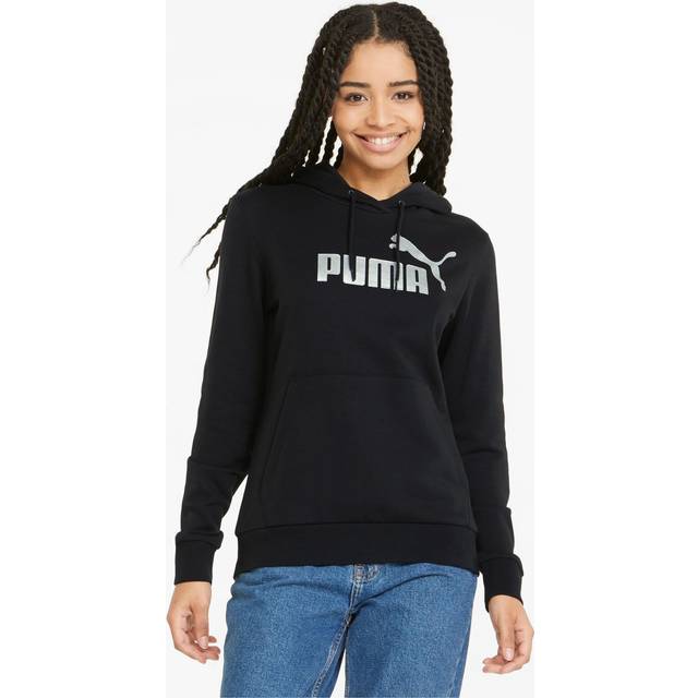 Puma, Sweatshirts & Hoodies, Dam, L, Läder, Metallic Logo Hoodie TR, Svart