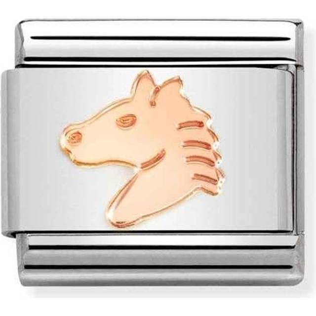 Nomination Classic Rose Gold Horse Head Charm - Silver,Rose - 0.9cm x 1.0cm