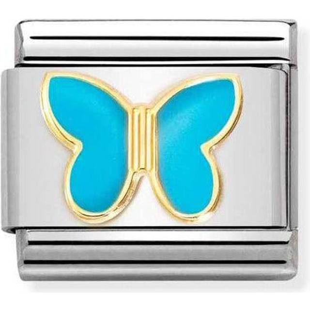 Nomination Classic Gold and Enamel Turquoise Butterfly Flowers &amp; N