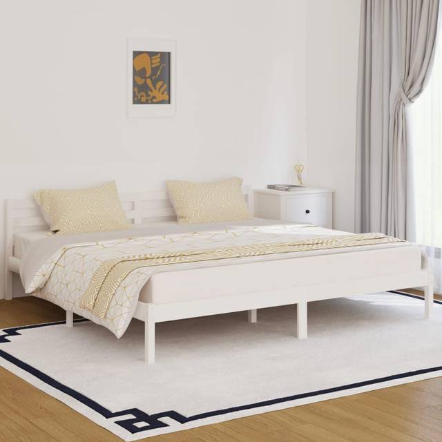 vidaXL Bed Frame without Mattress Solid Wood Pine 200x200cm White
