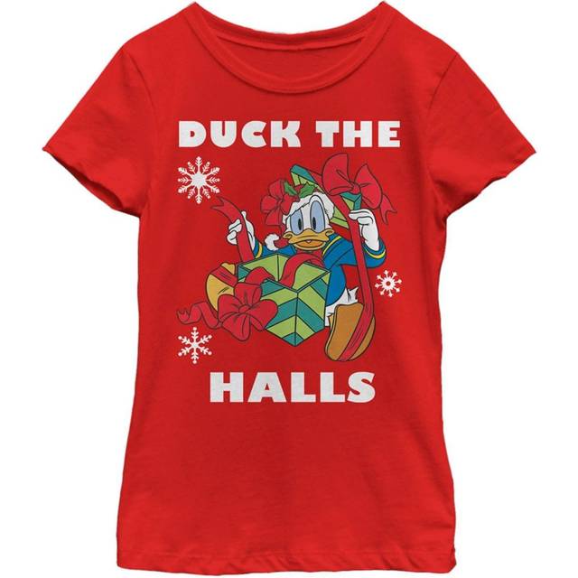 Disney-karaktärer semester anka flicka solid crew t-shirt, Rutten, XS
