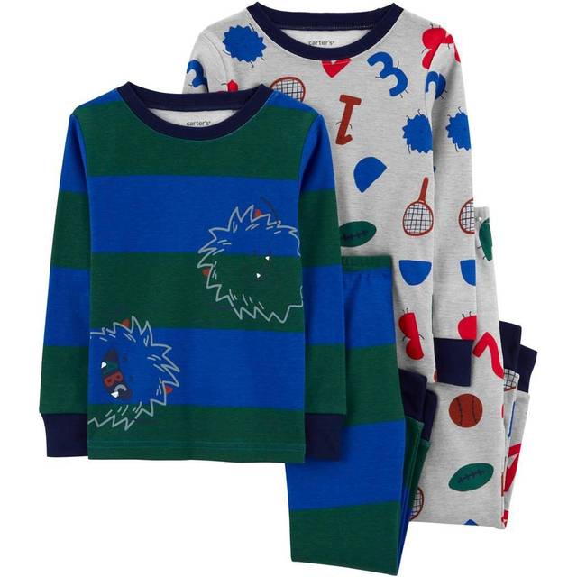 Carter's 4-Piece Toddler and baby Boy's Snug fit Cotton Pajamas (Alphabet/Monster  3T)