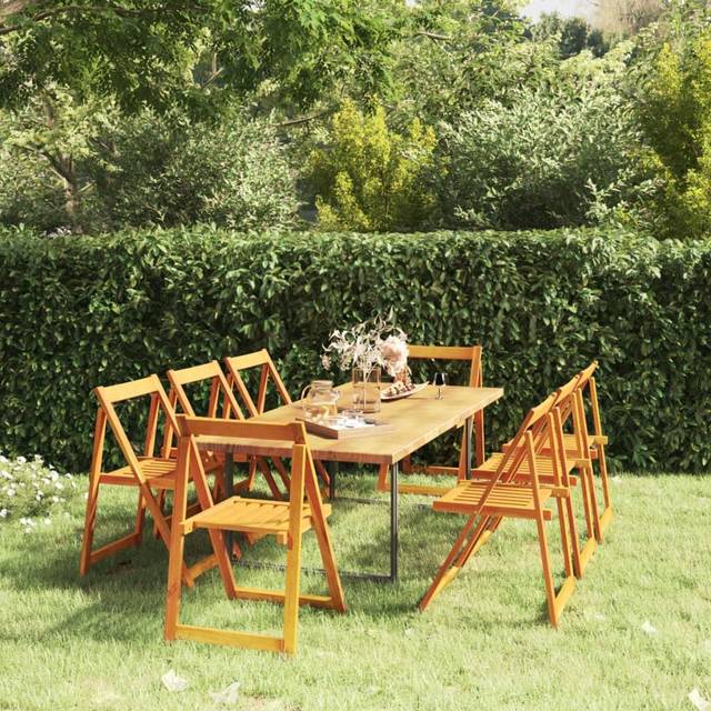 vidaXL Folding Garden Chairs 8 pcs Solid Wood Acacia - Brown