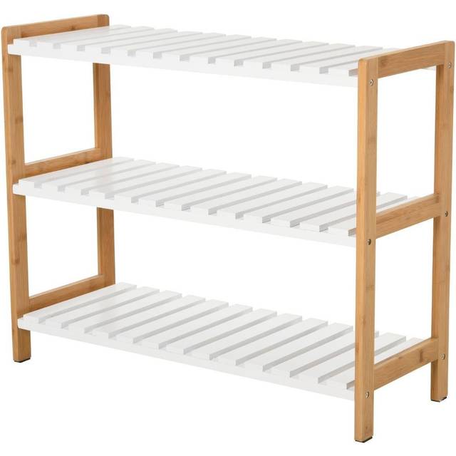 MDF 3-Tier Slatted Shoe Rack Brown/White - Home Living | TJ Hughes White