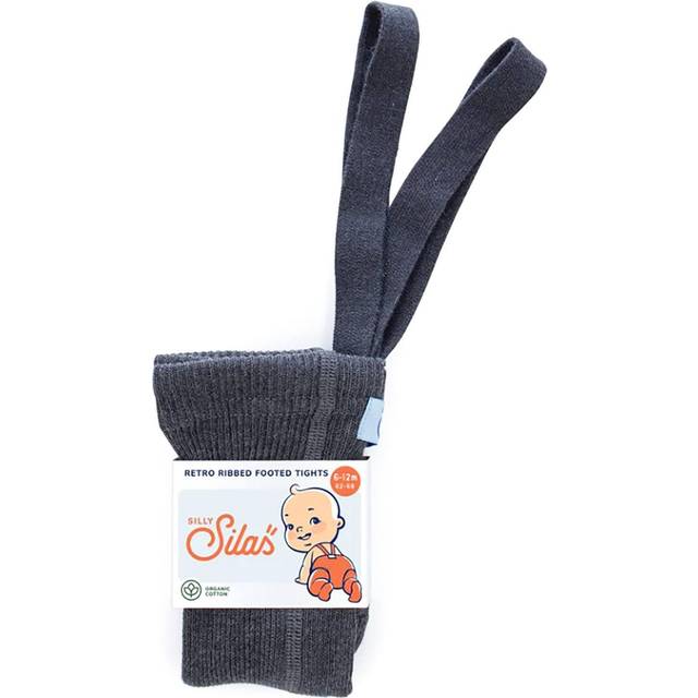 Silly Silas Unisex Rib Tights with Braces (Dark Grey), 1-2 Years