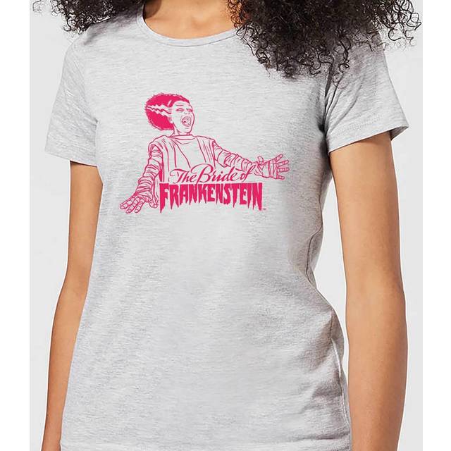 Universal Monsters Bride Of Frankenstein Crest Women's T-Shirt - Grey - M