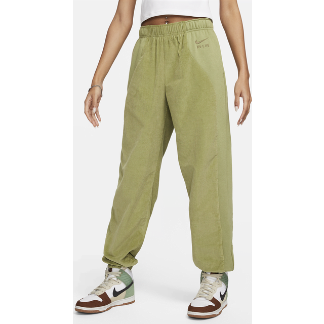 Nike, Straight Trousers, female, Green, L, Corduroy Fleece High-waisted Tracksuit Trousers
